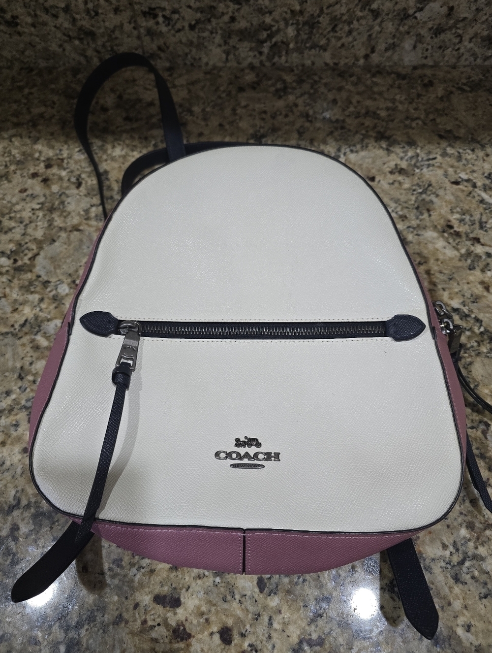 Coach Jordyn Colorblock Backpack Chalk White & Pink Leather MSRP$348